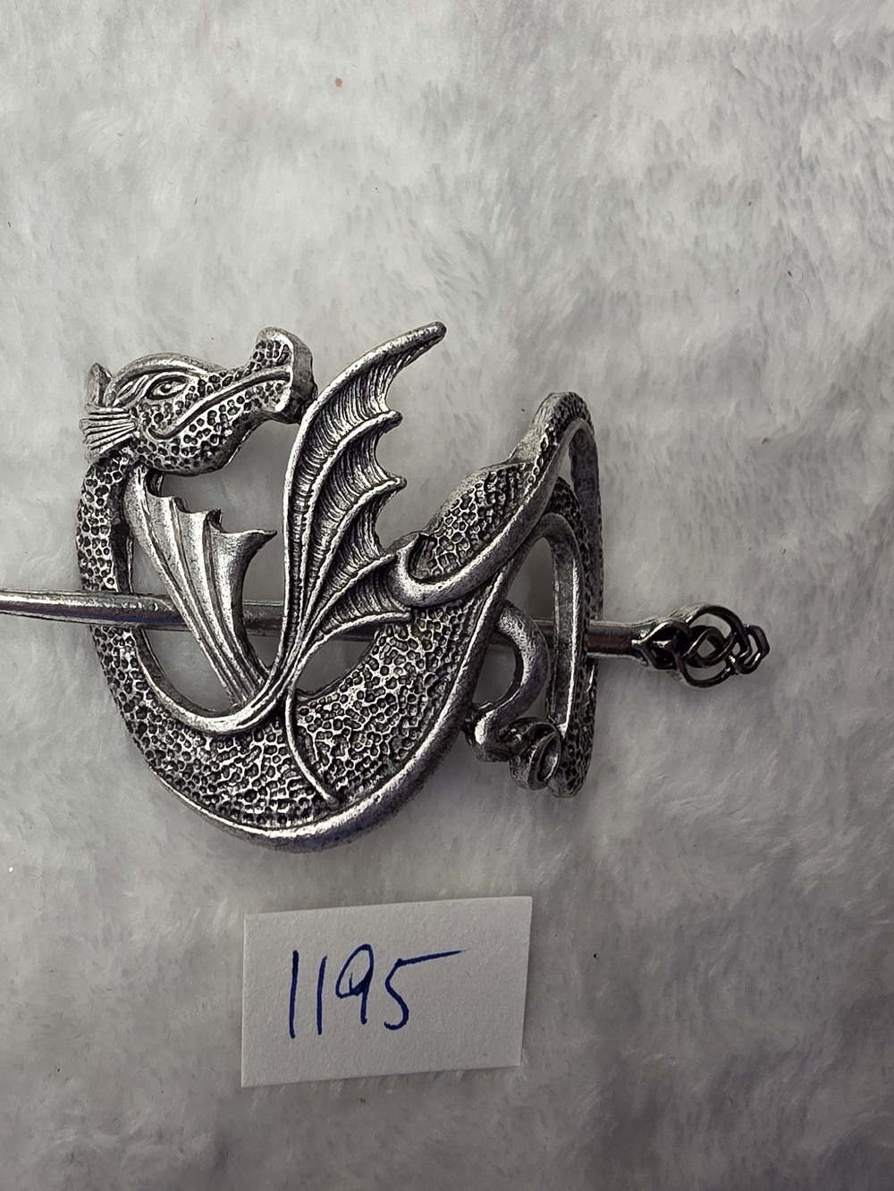 Silver Dragon Shawl Pin Hair Stick Barrette
